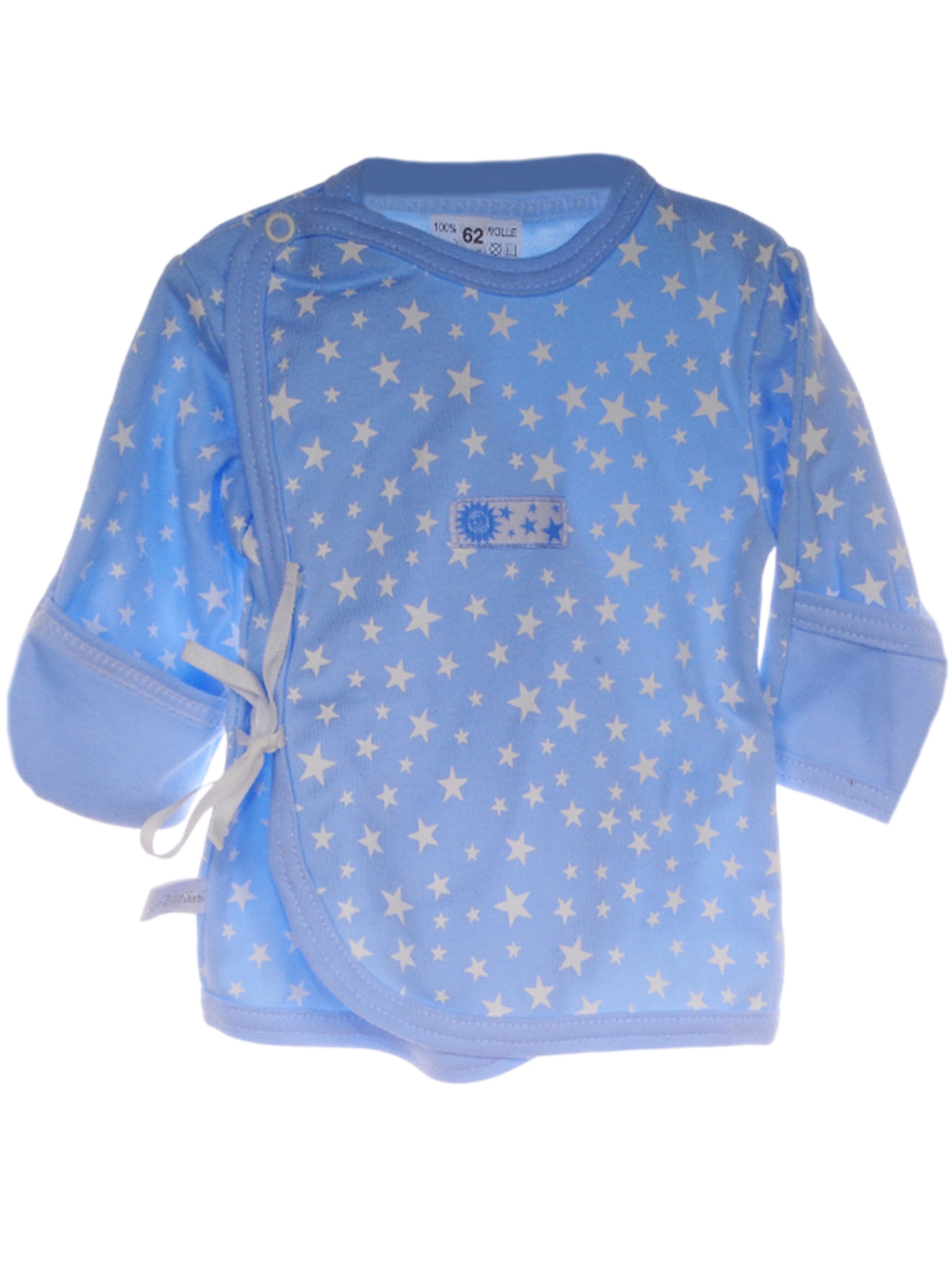 Wickelshirt Baby Wickelhemdchen Flügelshirt für Neugeborene in Blau gemustert