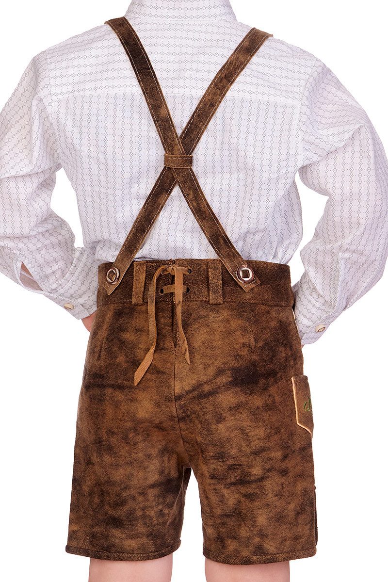 Isar-Trachten Lederhose Lederhose Kinder - MATHEO - braun/grün