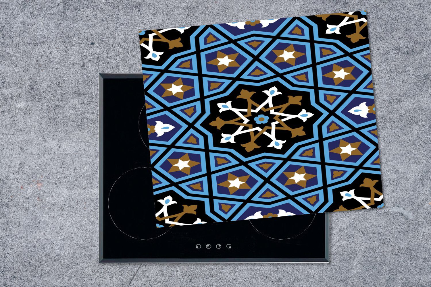 Ceranfeldabdeckung Muster, Asien cm, 60x52 (1 nutzbar, MuchoWow tlg), Arbeitsfläche Mobile - - Mosaik Herdblende-/Abdeckplatte Vinyl,