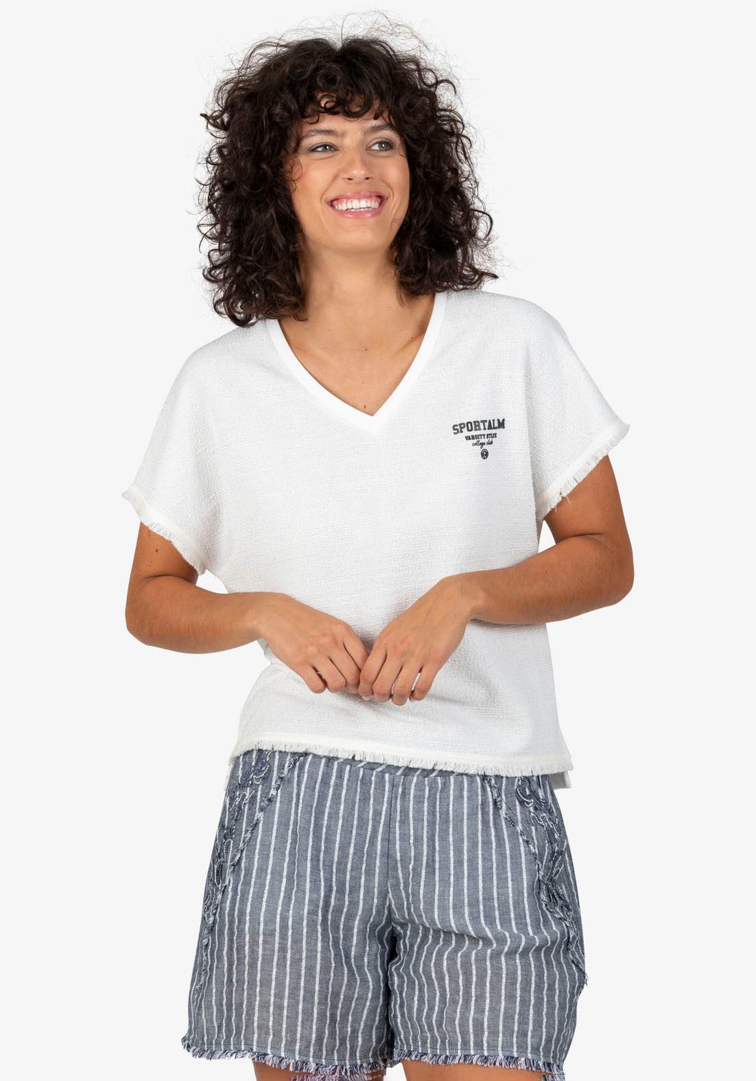 Sportalm Kitzbühel T-Shirt mit Fransenborte günstig online kaufen