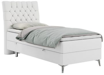 MKS MÖBEL Boxspringbett MILEN, Einzelbett 90x200, Polsterbett mit Multipocket-Matratze und Topper