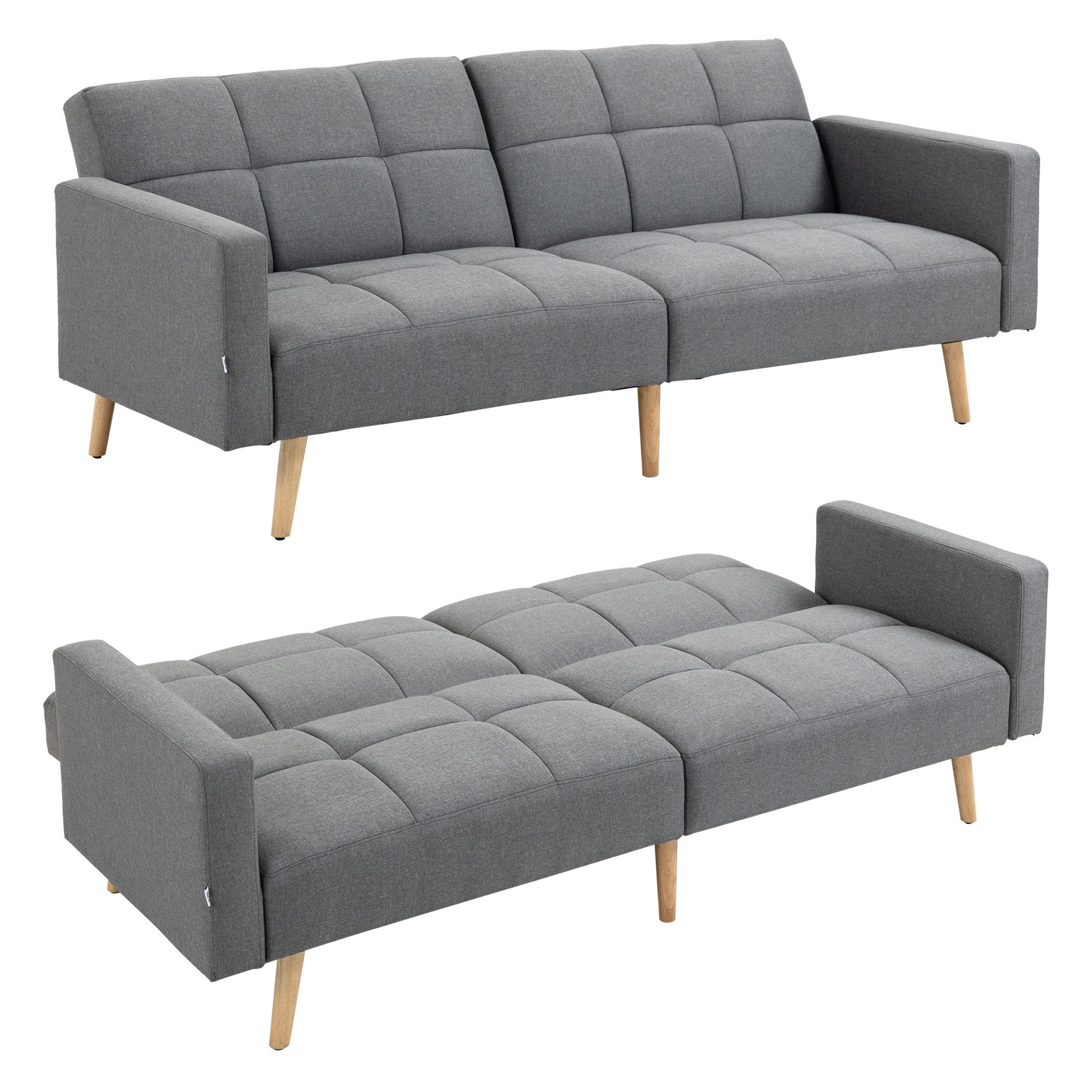 HOMCOM Schlafsofa mit Sitzkissen, Leinenoptik, verstellbarer günstig online kaufen