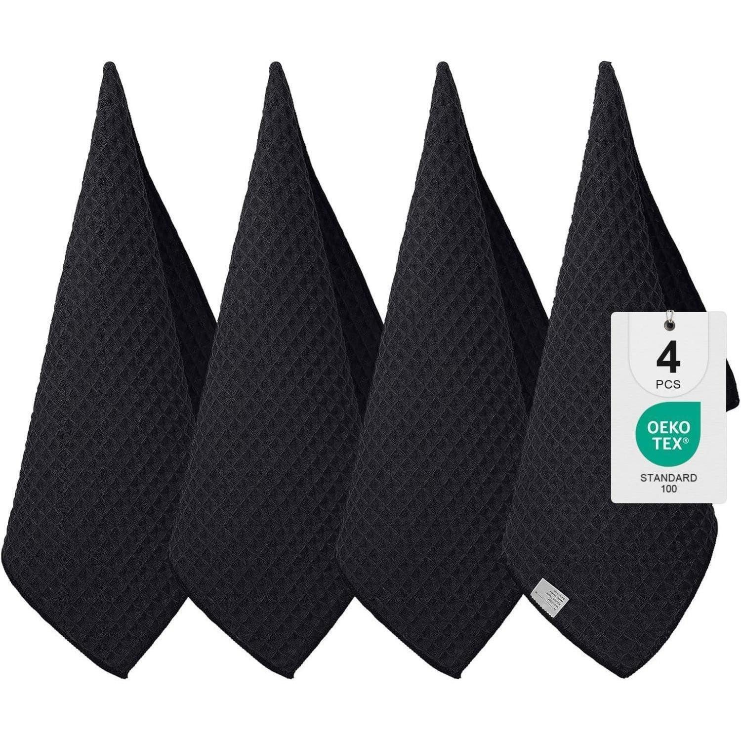 LuxusKollektion Microfasertücher 4er-Set Saugfähige Fusselfrei Küchentücher Schwarz Mikrofasertuch (Textil, 40x70 cm, 1-tlg)