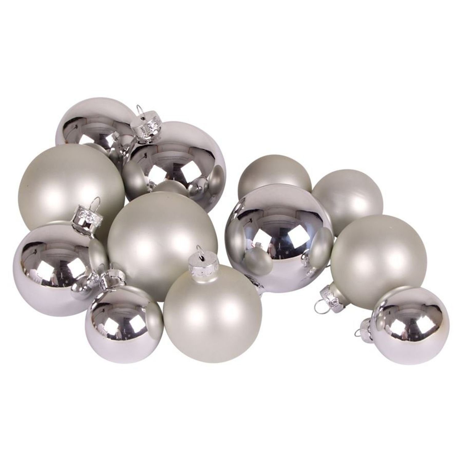 72tlg Glas-Weihnachtskugel-Set silber Deko BURI Weihnachtsbaumkugel + Box Weihnachtsbaumkugeln