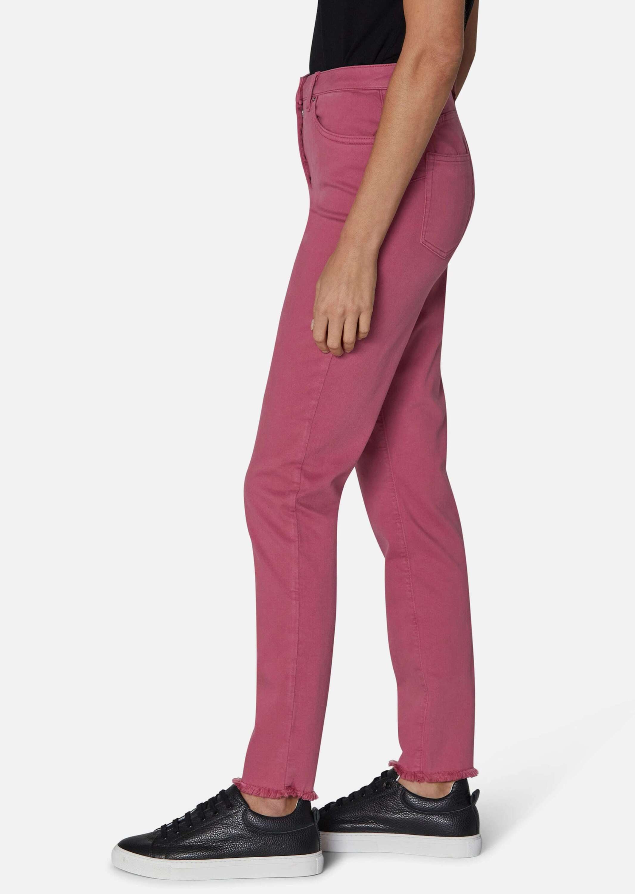 MADELEINE Gerade Jeans Mid Waist Skinny-Hose mit Fransen Fransenhose in schmale Silhouette, Five-Pocket-Stil