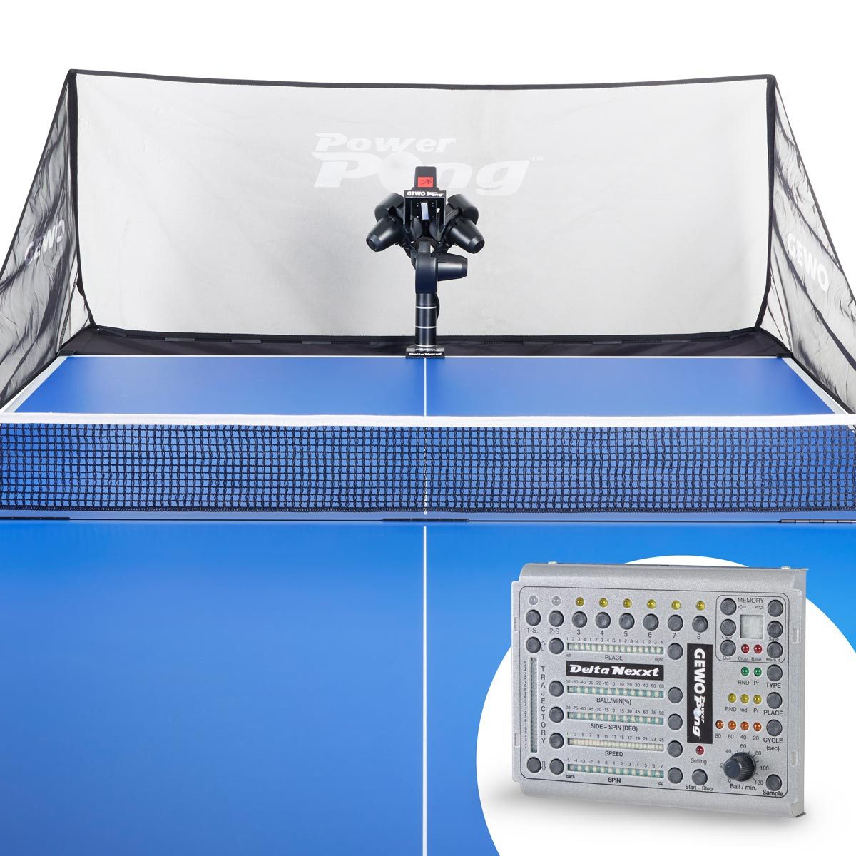 Gewo Tischtennis-Ballmaschine Ballmaschine Delta Nexxt, Tischtennis Roboter, 169 Spineinstellungen, Tischtennis Trainingsroboter