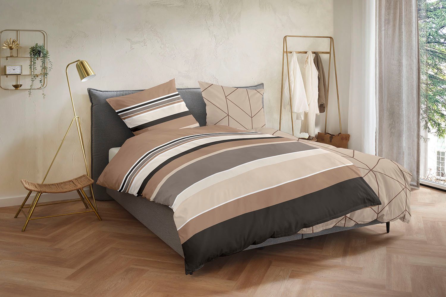 Primera Bettwäsche Satin-Bettwäsche Golden, Soft-Seersucker, 2 teilig