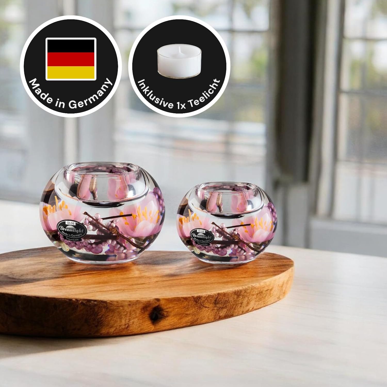 GILDE Teelichthalter Dreamlight (Set, 2 St), Teelichtleuchter Hanamy - Mercur Smart + Mercur, rosa, Handarbeit