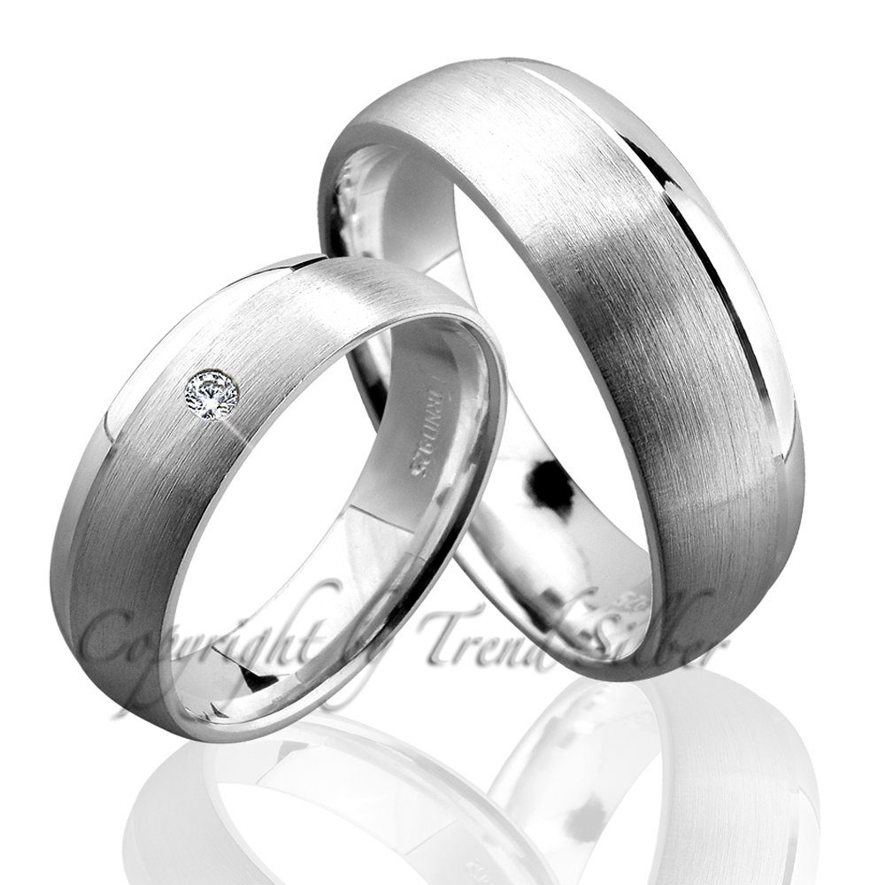 Trauringe123 Trauring Hochzeitsringe Verlobungsringe Trauringe Partnerringe Eheringe aus J52 mit Silber 925er Stein