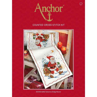 Anchor Kreativset Anchor Kreuzstich-Set "Tischläufer Santa / Schlitten", Zählmuster, (embroidery kit by Marussia)