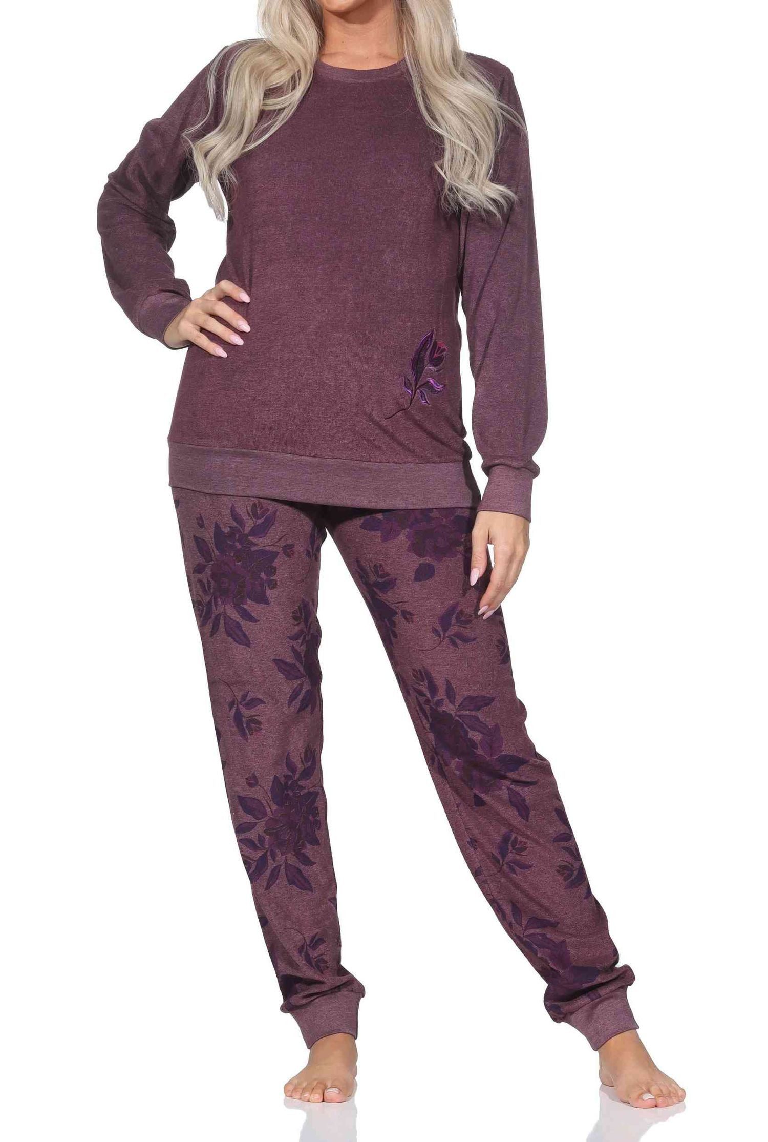 Normann Pyjama Normann Damen Frottee Pyjama langarm mit Bündchen - auch in Übergröße
