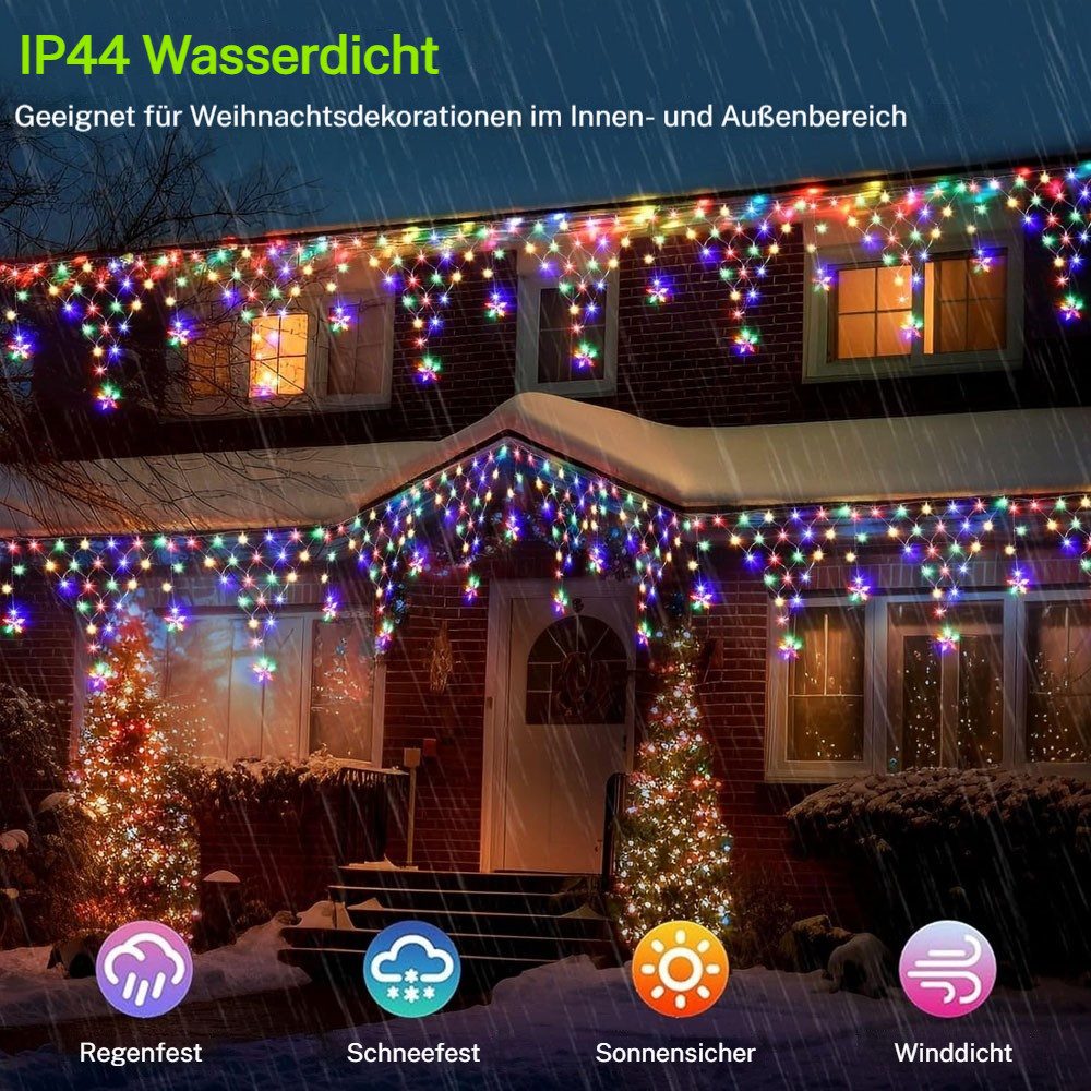 PRIISF LED-Lichtervorhang 4M Eisregen Lichterkette Weihnachtsbeleuchtung günstig online kaufen