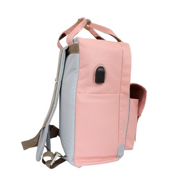 BIGGDESIGN Trekkingrucksack Biggdesign Cats Rucksack mit USB-Anschluss, Pink (1-tlg)
