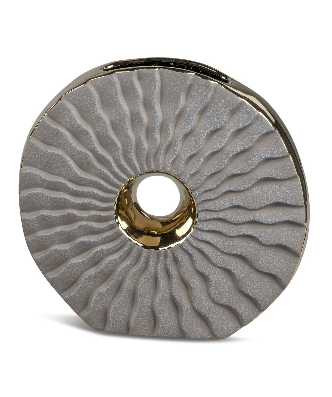 Small-Preis Tischvase Dekovase Formano Vase Tischvase oval oder rund Sand/Gold, aus Keramik