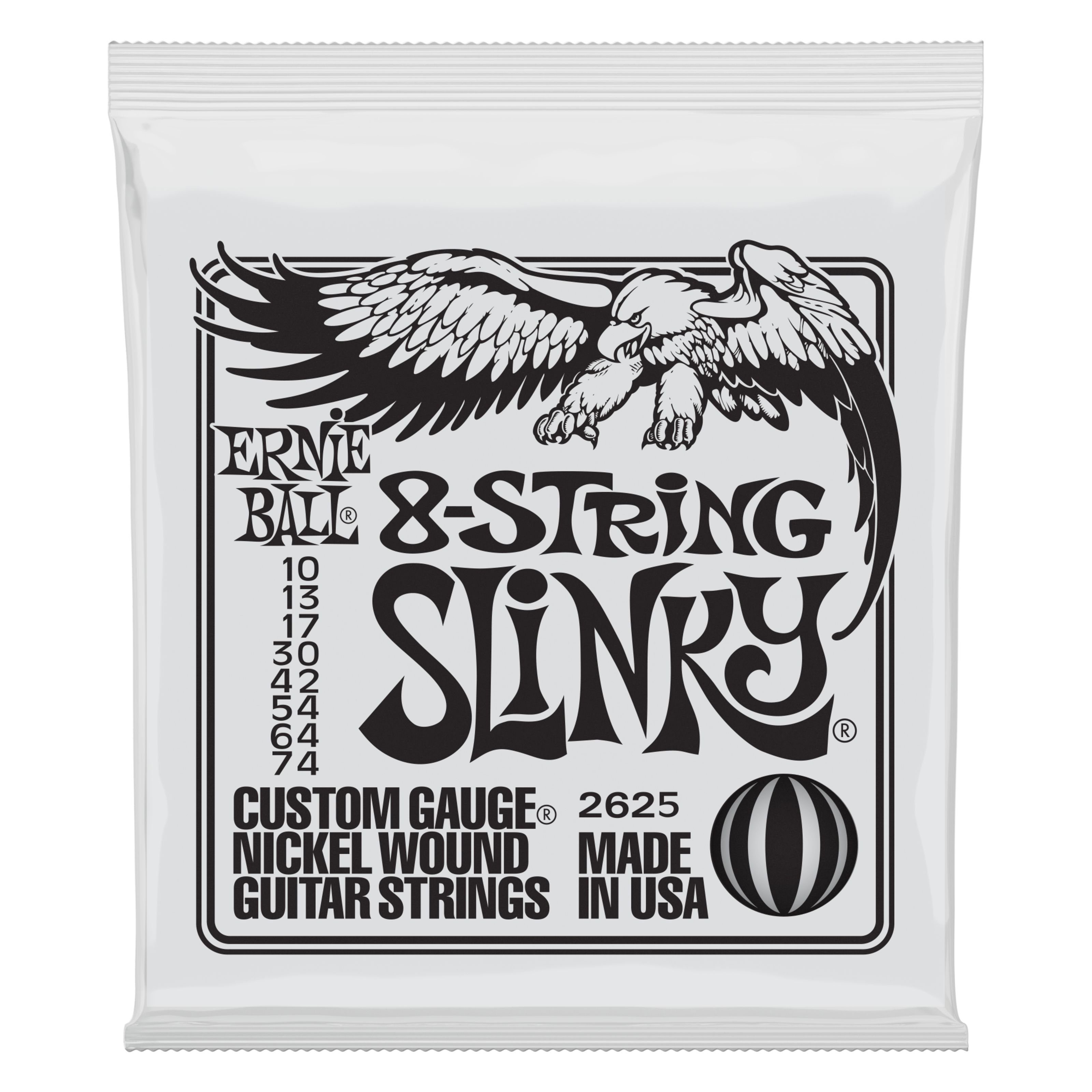 Ernie Ball Saiten, (EB2625 10-74 8-string Super Slinky Nickel Plated), EB2625 10-74 8-string Super Slinky Nickel Plated - E-Gitarrensaiten