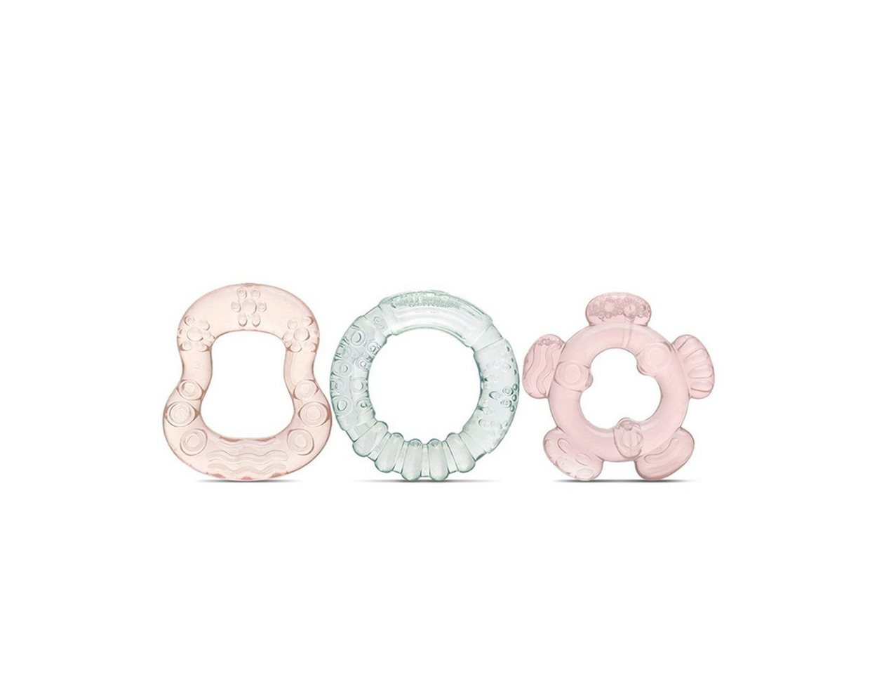 Baby Care Beißring Beißring 3er-Set, Kunststoff, Gefrierfach, Kühlschrank, gefüllt mit destilliertem Wasser
