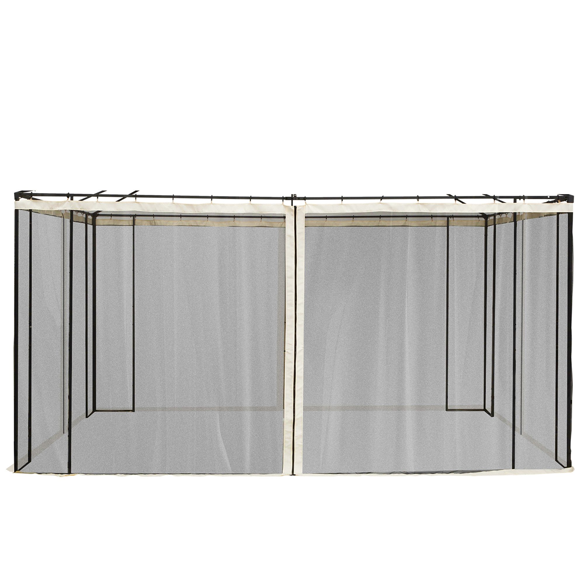 Outsunny Moskitonetz für 3x4 Pavillon 4 Seitenteile, Fliegennetz mit Haken, Reißverschluss (Pavillon, 1 St., Fliegennetz), für Garten, Balkon, Schwarz