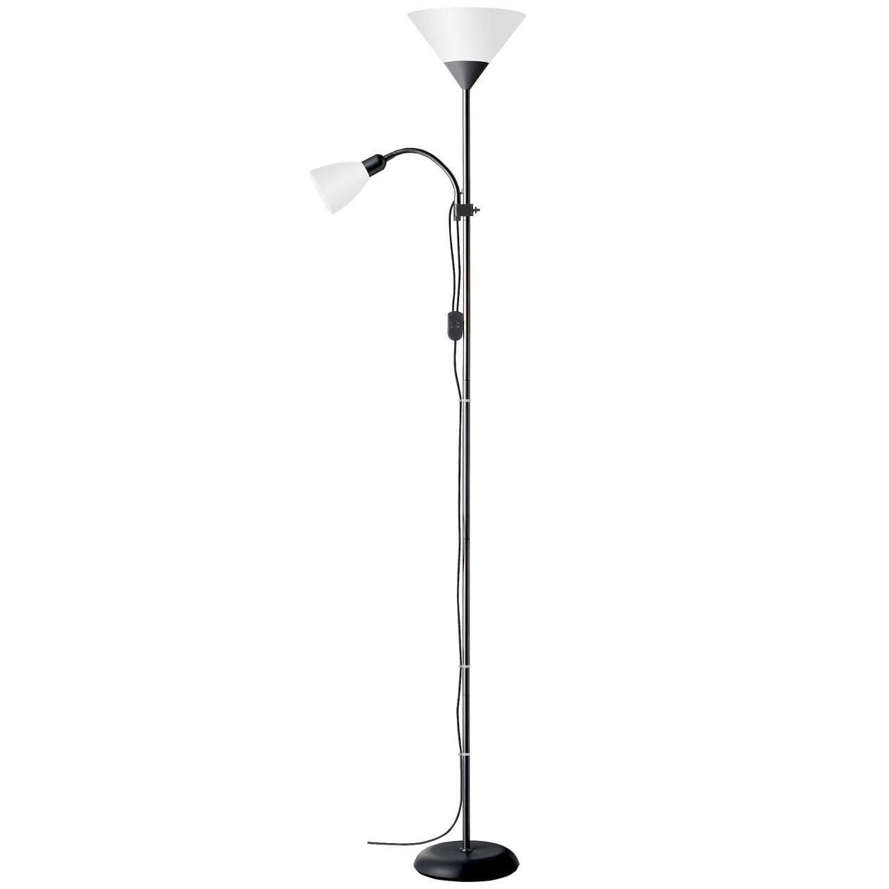 Brilliant Stehlampe Spari, Lampe Spari Аплайтер Lesearm schwarz/weiß 1x A60, E27, 60W, geei