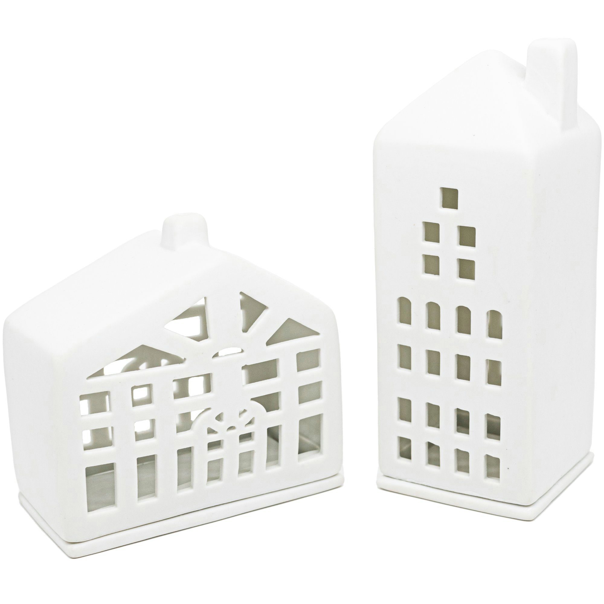 Parusia Windlicht Parusia Lichthaus 2er Set Zuhause weiß Keramik matt glasi günstig online kaufen