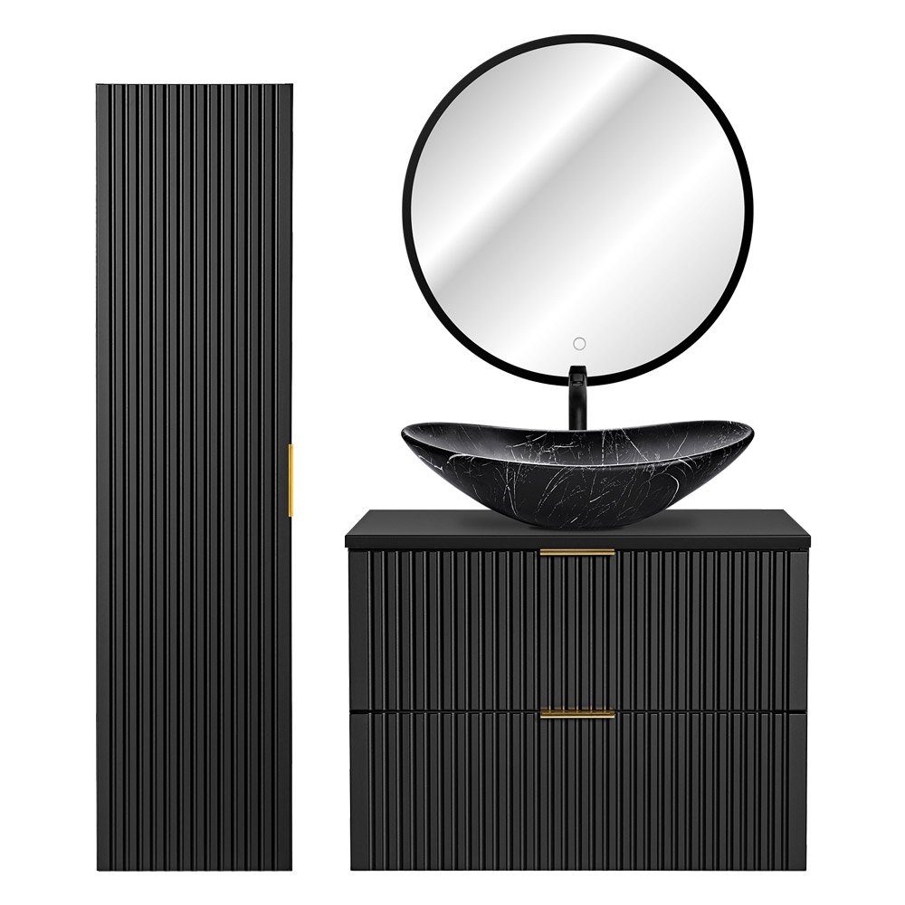 Lomadox Badmöbel-Set ADELAIDE-56-BLACK, (Spar-Set, 3-St), schwarz günstig online kaufen