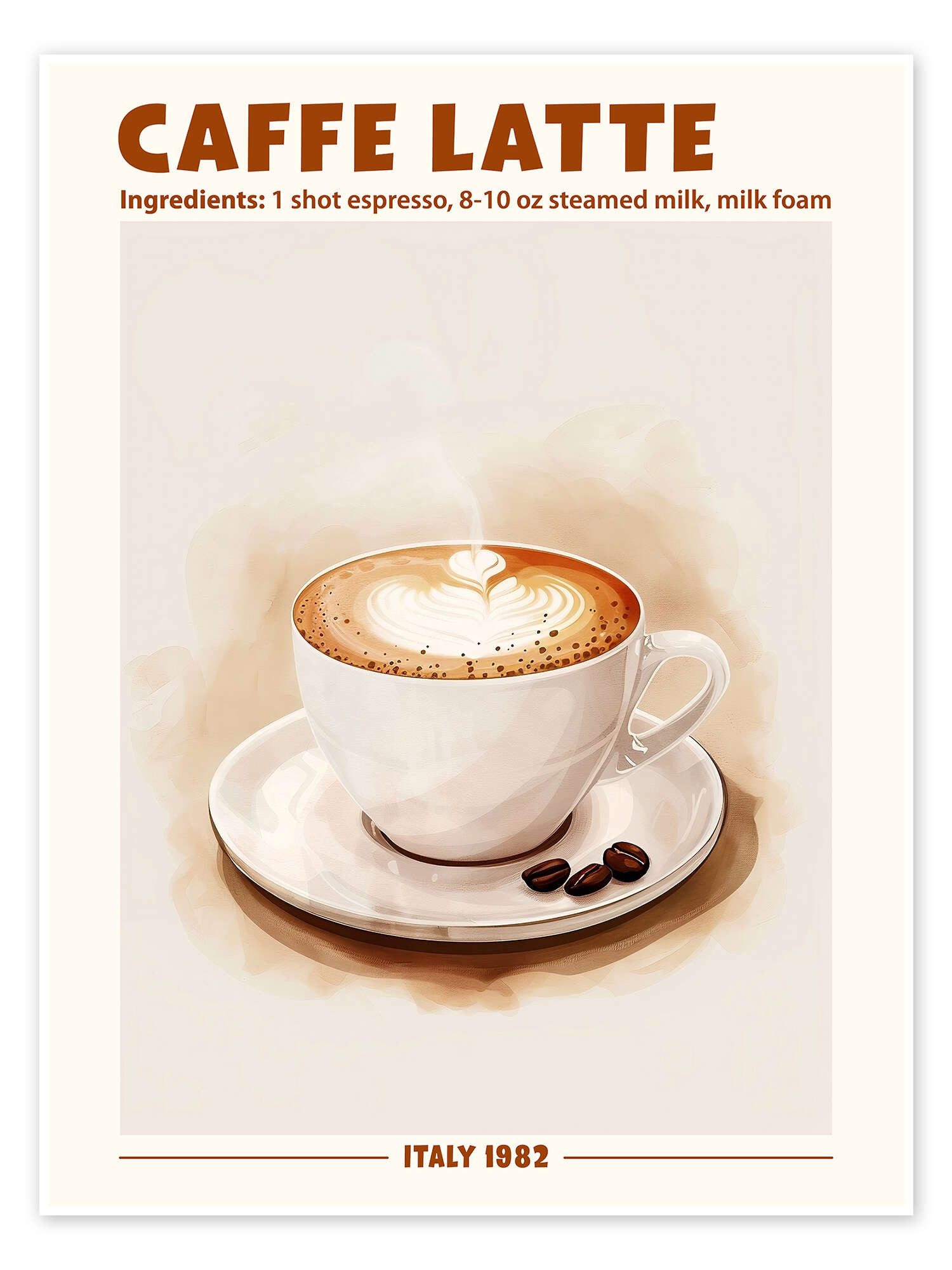 Posterlounge Wandbild Caffè Latte, Italy 1982, TAlex, erhältlich als Poster, Leinwandbild, Wandsticker oder Acrylglasbild
