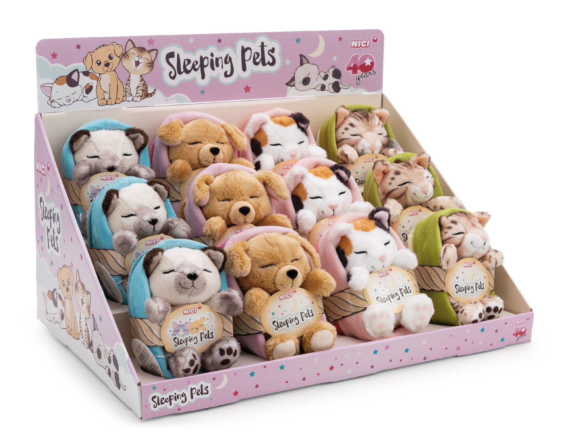 Nici Plüschfigur Nici 63130 Sortiment Kuscheltier Sleeping Pets 12cm 4 Designs