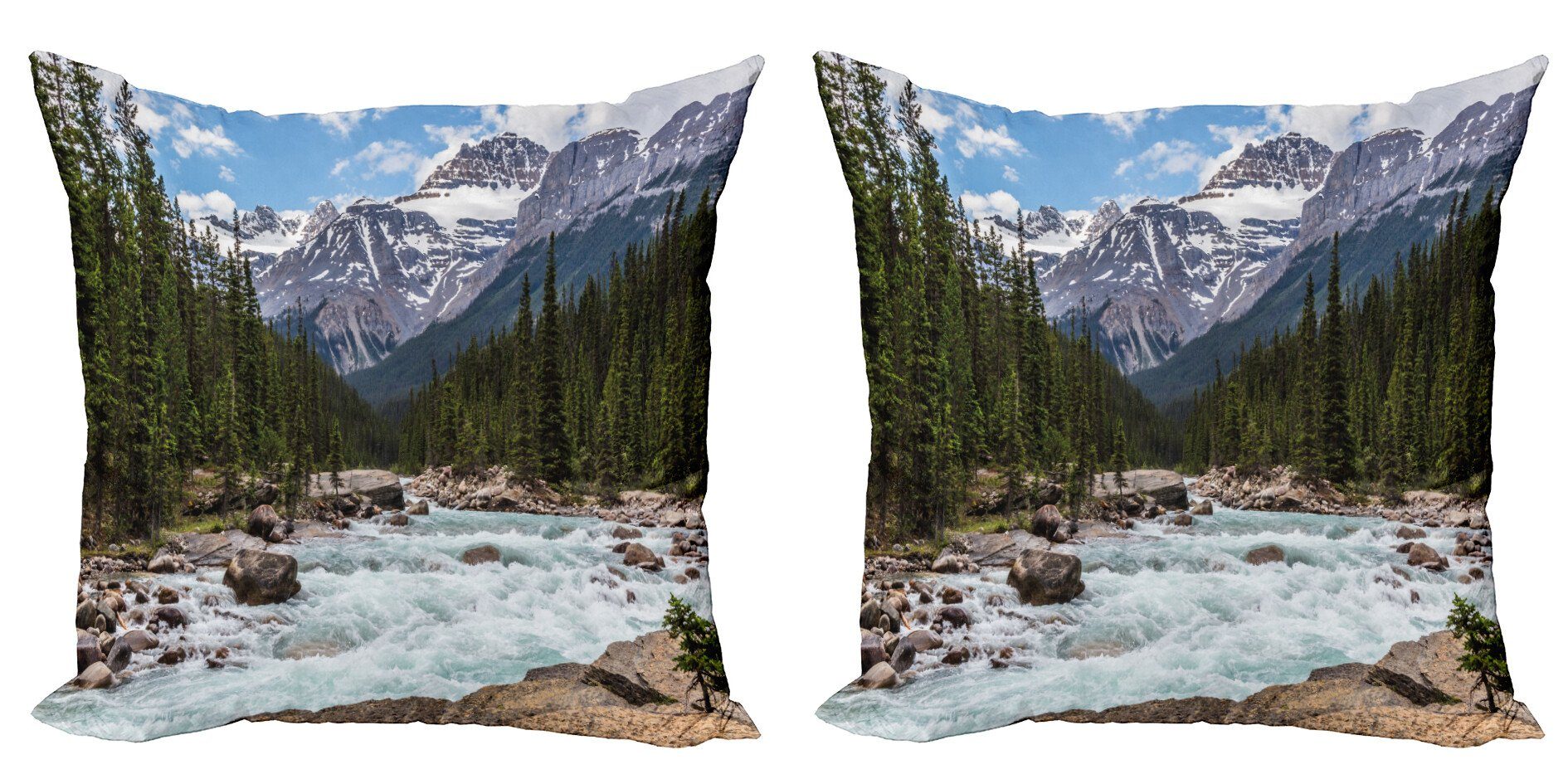 Kissenbezüge Modern Accent Doppelseitiger Digitaldruck, Abakuhaus (2 Stück), Landschaft Winter-Tag Alberta | Kissenbezüge