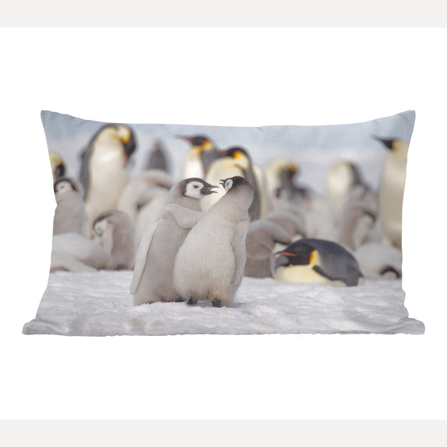 MuchoWow Dekokissen Pinguine - Schnee - Tiere, Wohzimmer Dekoration, Zierkissen, Dekokissen mit Füllung, Schlafzimmer