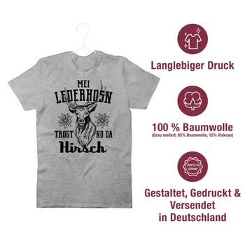 Shirtracer T-Shirt Mei Lederhosn trogt no da Hirsch - schwarz Mode für Oktoberfest Herren