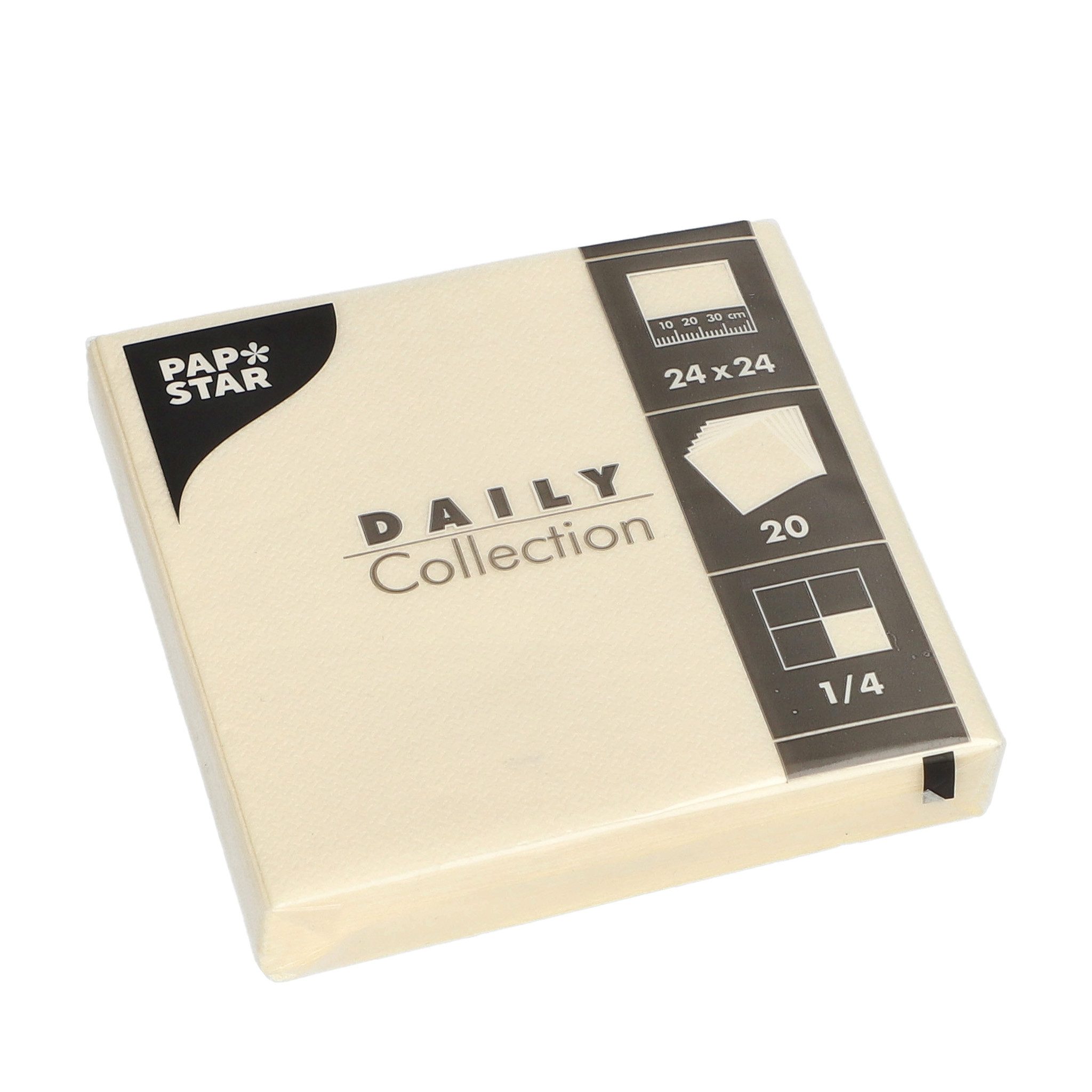 PAPSTAR Papierserviette, Servietten Papier 24x24cm 2-lagig 1/4-Falz 20 Stück "DAILY" Champagner