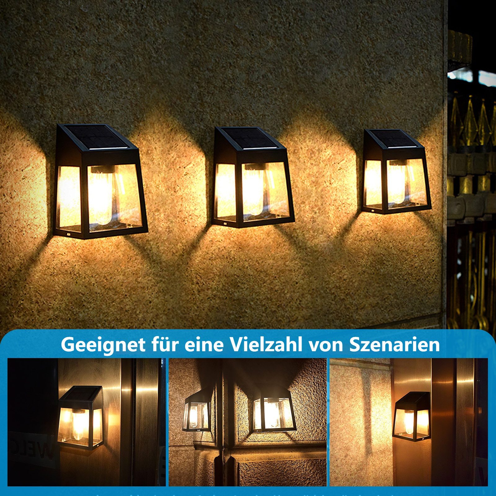 BlingBin LED Gartenleuchte 2 stücke LED-Wolfram-Solar-Wandleuchten günstig online kaufen