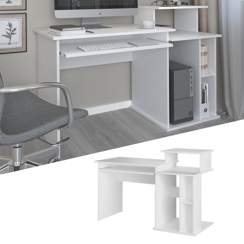 Vicco Schreibtisch Jan, Weiß, 130 x 55 cm (1-St)