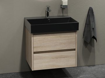 Aqua Bagno Badmöbel-Set Aqua Bagno Duo - Badmöbel 60cm inkl. Loft Air 60 Keramik Waschtisch, (2-St)