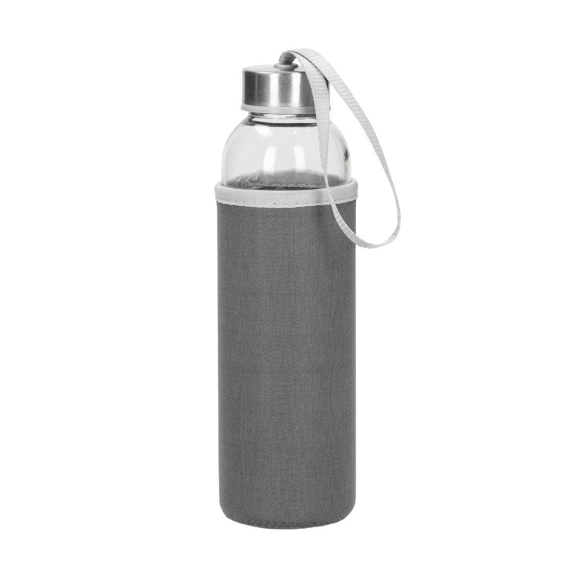 elasto Trinkflasche 500 ml Glasflasche "Pure" Wasserflasche mit softer Hülle, Sportflasche, Für Unterwegs, Bottle, Schule und Arbeit, Kautschukhülle