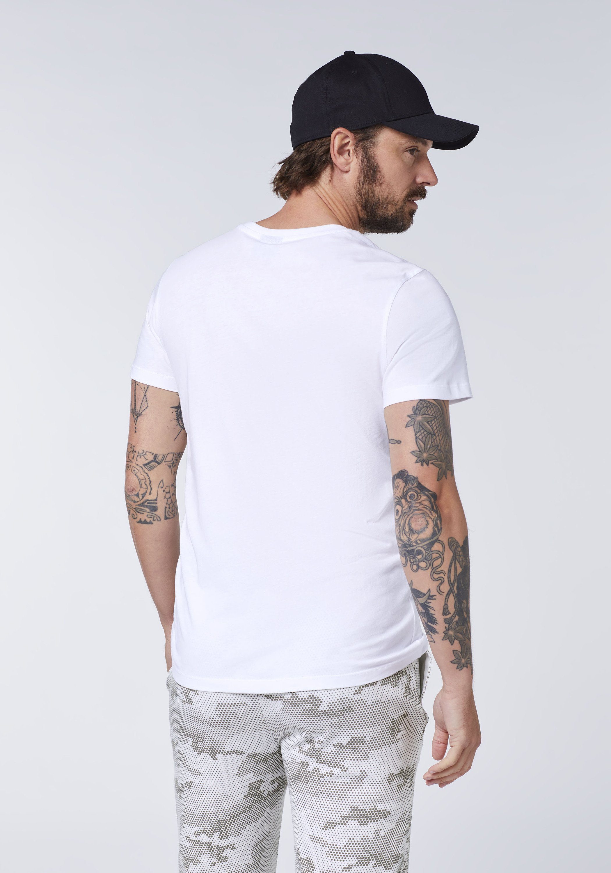 Sam Print-Shirt Passform in 11-0601 Uncle relaxter Bright White
