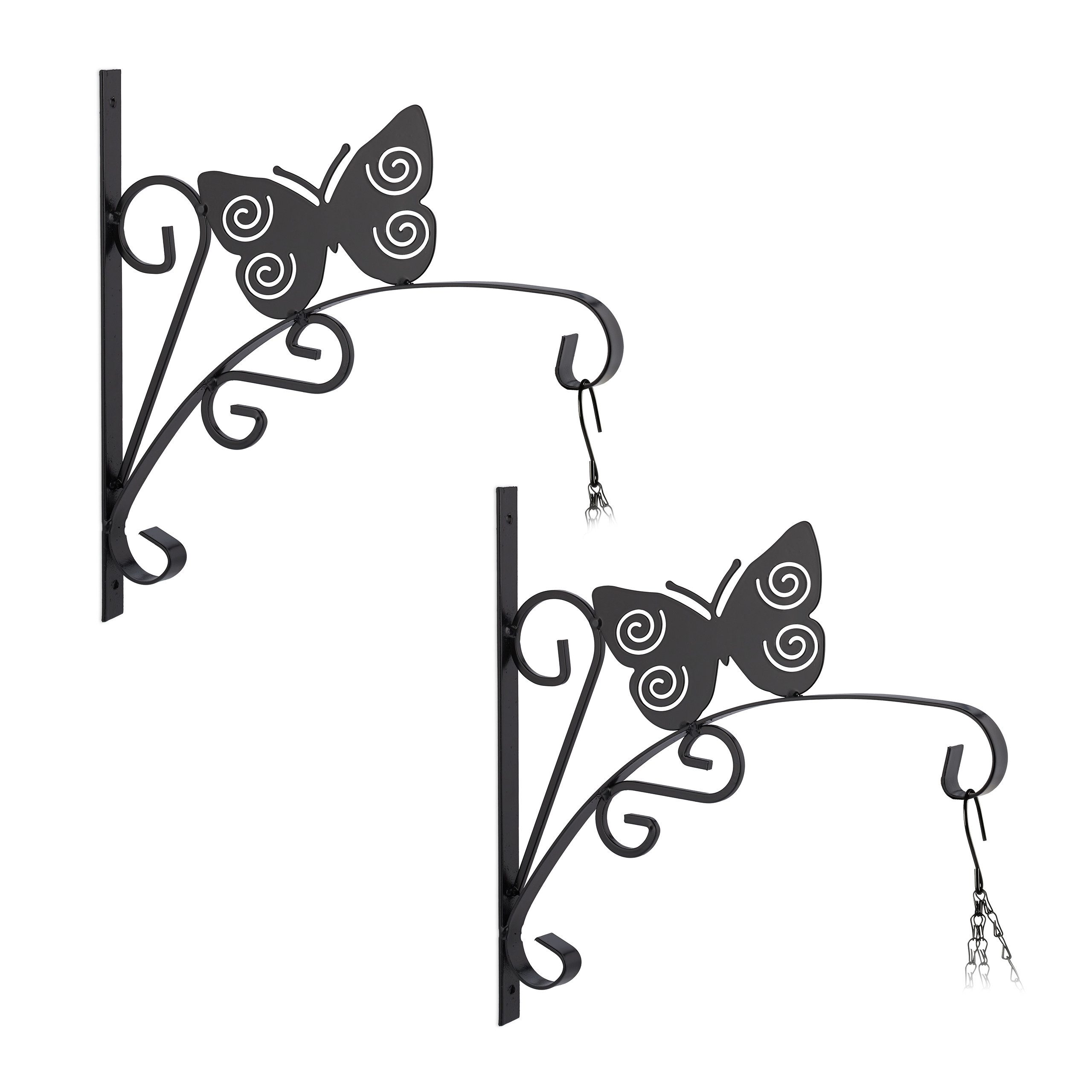 relaxdays Wandhaken 2x Blumenampelhalterung Schmetterling günstig online kaufen