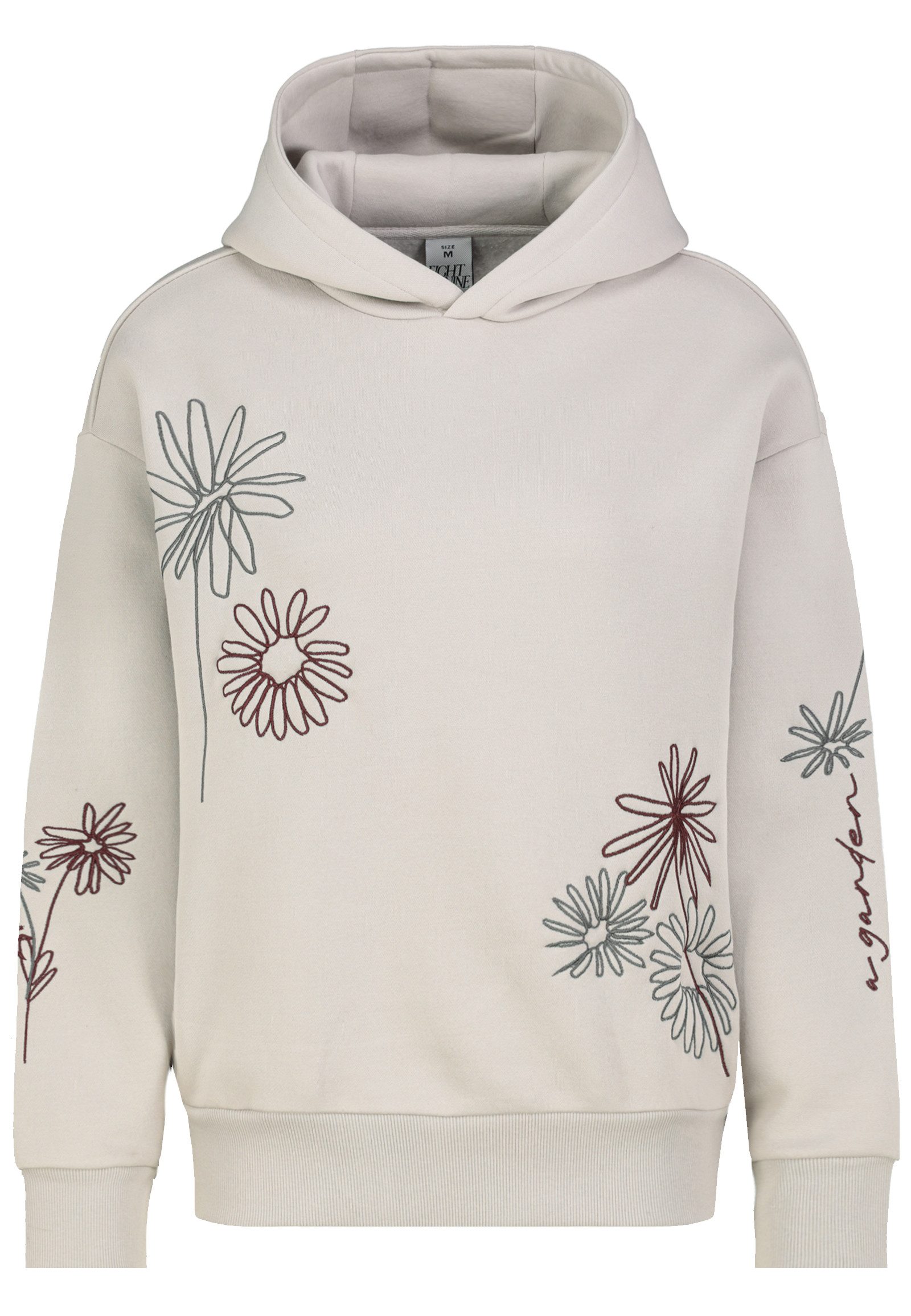 Eight2Nine Kapuzenpullover Damen Sweat Hoodie Blumen Stickerei Oversize Fit, flauschige Innenseite
