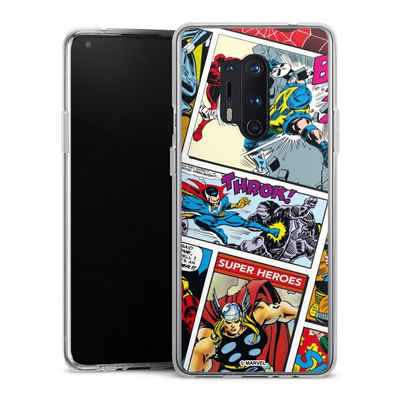 DeinDesign Handyhülle Marvel Retro Comic Blue, OnePlus 8 Pro Silikon Hülle Bumper Case Handy Schutzhülle
