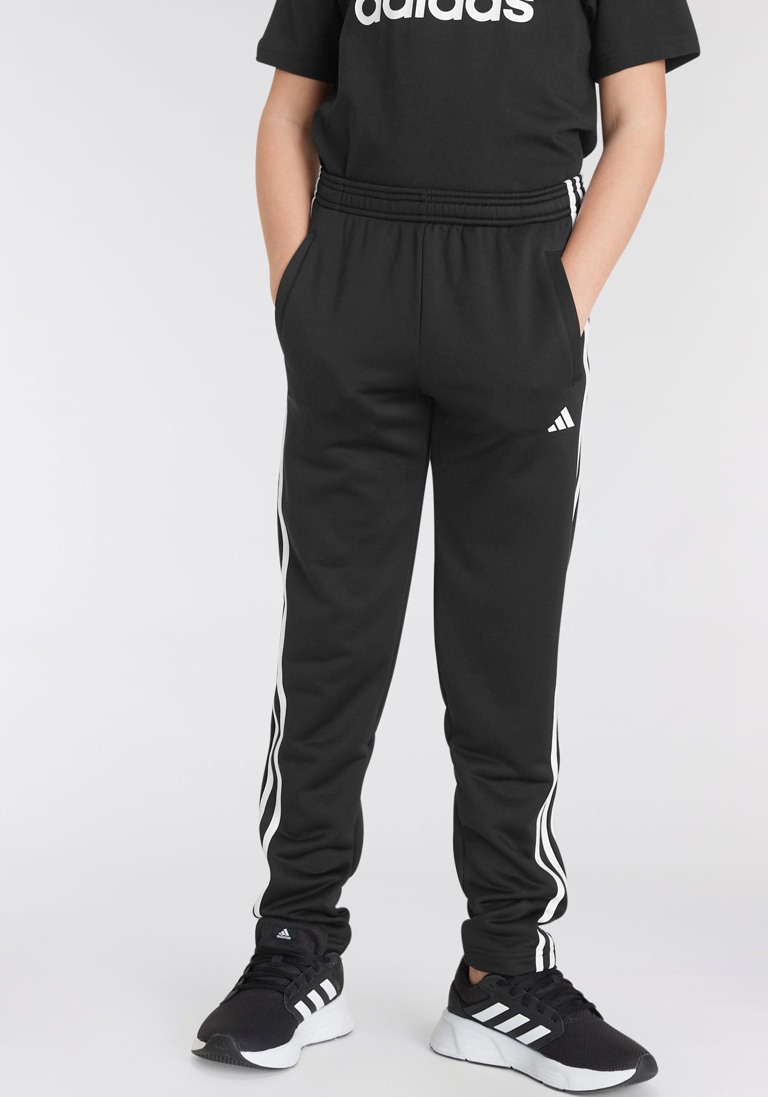 adidas Sportswear Sporthose / White ESSENTIALS 3STREIFEN (1-tlg) AEROREADY HOSE REGULARFIT TRAIN Black