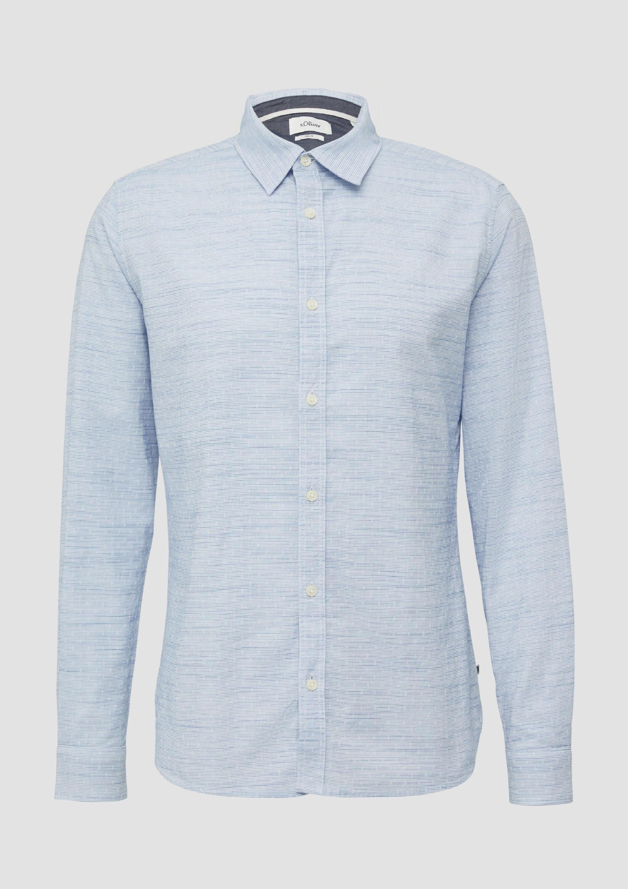 s.Oliver Langarmhemd Hemd Slim Fit: Strukturiertes Hemd mit Kentkragen