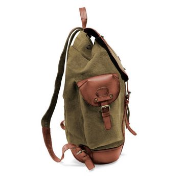 DRAKENSBERG Wanderrucksack »Henry« Oliv-Grün, Damen und Herren Rucksack im alpinen Vintage-Design, Canvas, Leder