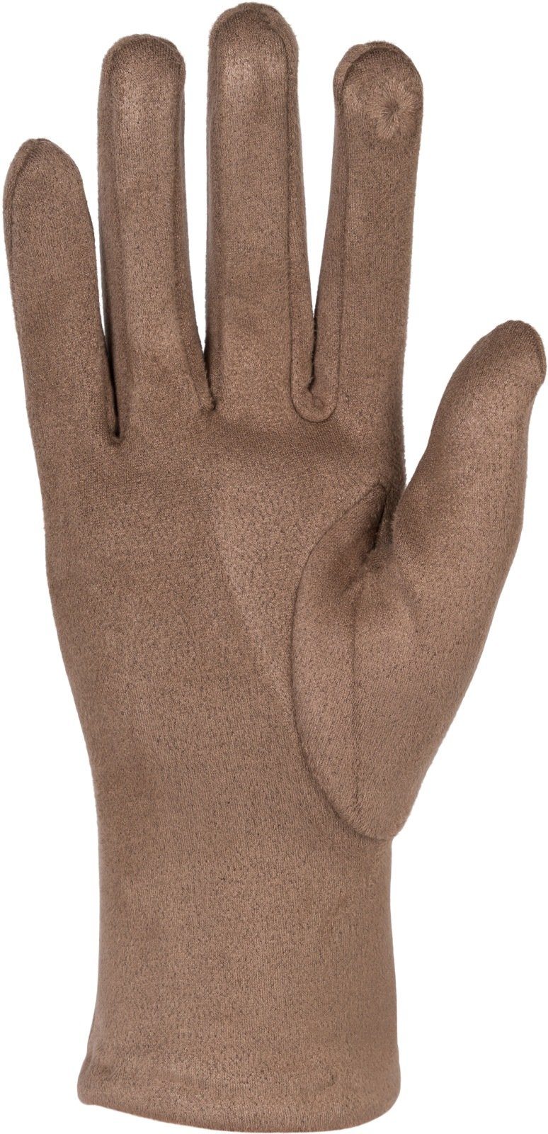 styleBREAKER Fleecehandschuhe Einfarbige Touchscreen Handschuhe Taupe Ziernähte