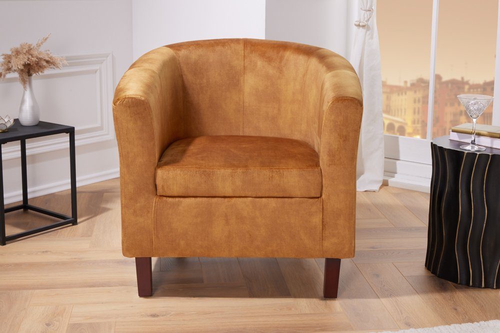 riess-ambiente Loungesessel HEMINGWAY senfgelb / braun (Einzelartikel, 1-St), Wohnzimmer · Samt · Schlafzimmer · Modern Design