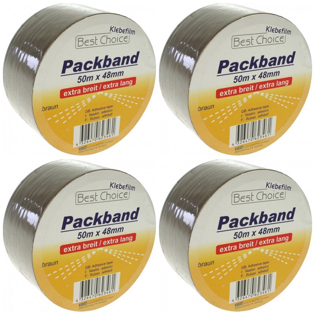 Klebeband 4 x Klebeband Packband extra breit 50m x48mm braun