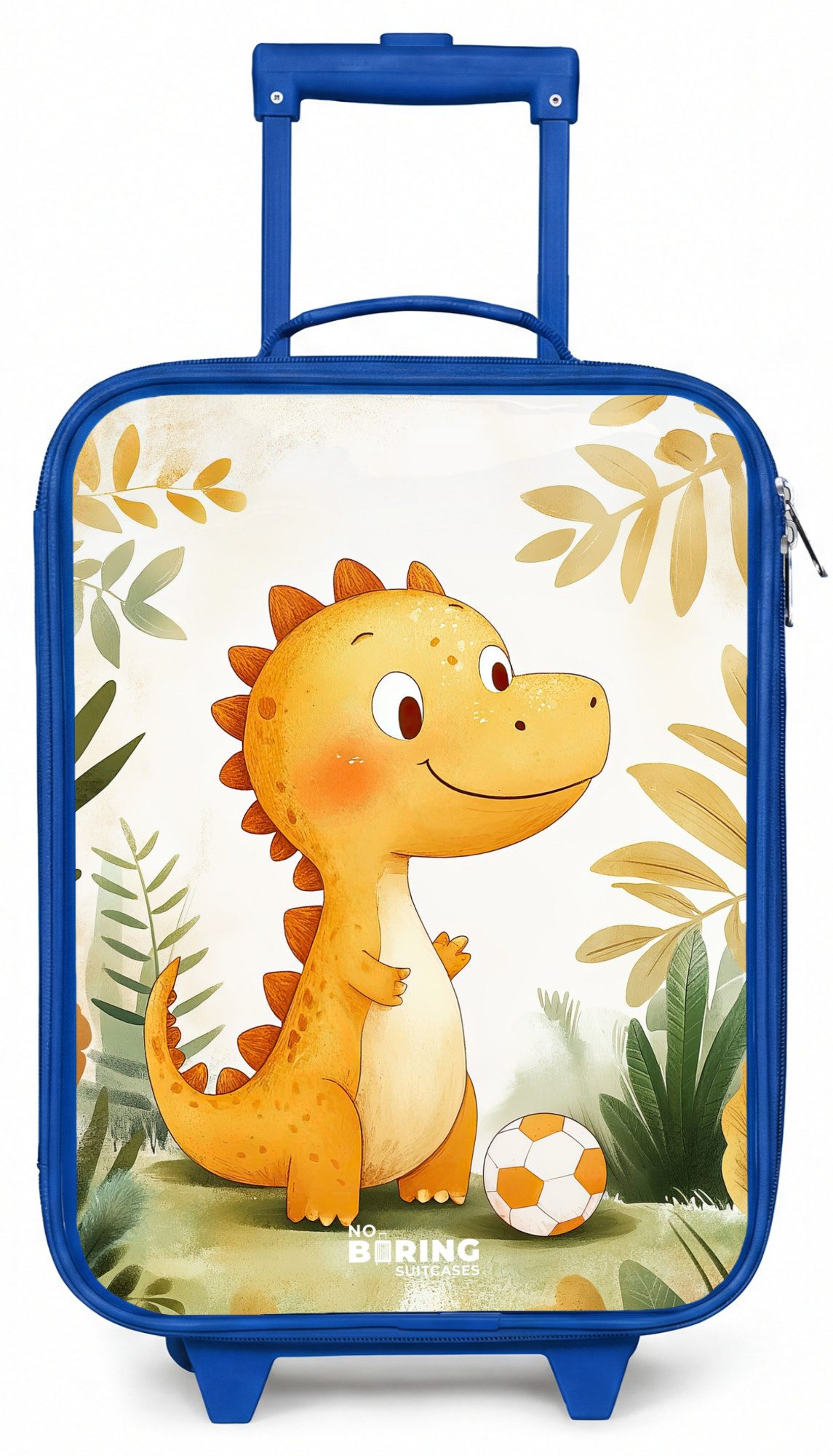 NoBoringSuitcases.com© Kinderkoffer Blau - mit leuchtende Räder - Dino - Fußball - Orange, 2 Rollen, Handgepäck Koffer, Trolley Kinder, Reisekoffer Jungen
