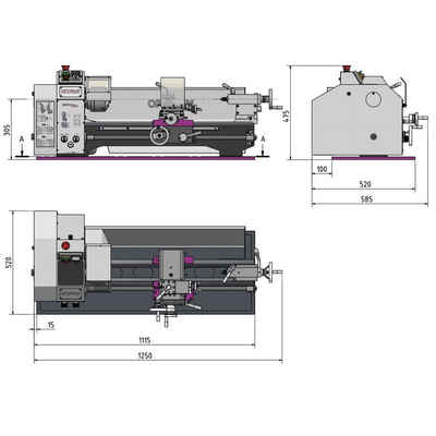 Optimum Drehmaschine Optimum Leitspindeldrehmaschine OPTIturn TU 2506 (230 V), 3425001