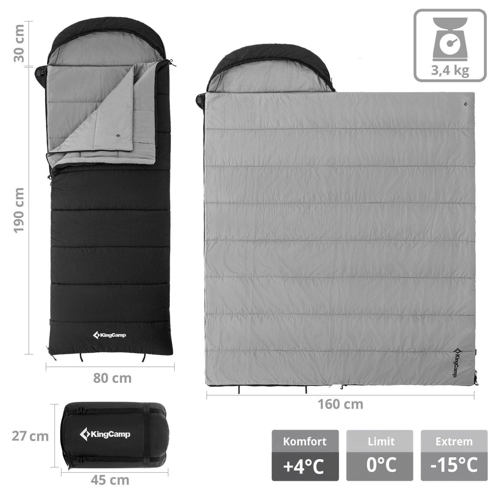 KingCamp Deckenschlafsack Deckenschlafsack Bedfort Winter Schlafsack, günstig online kaufen