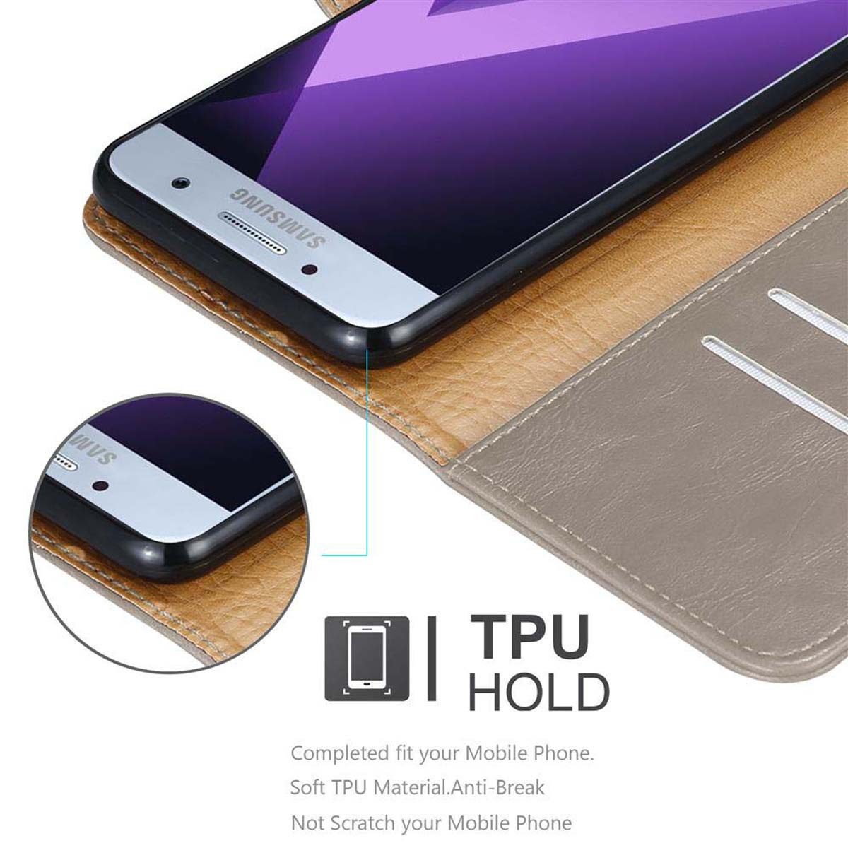 Cadorabo Handyhülle für Samsung Galaxy A7 2017 Hülle Samsung Galaxy A7 2017, Klappbare Handy Schutzhülle - Hülle - mit Standfunktion und Kartenfach