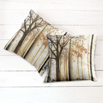 Kissenbezüge Modern Accent Doppelseitiger Digitaldruck, Abakuhaus (2 Stück), Herbst Baum in der Zusammenfassung Woods