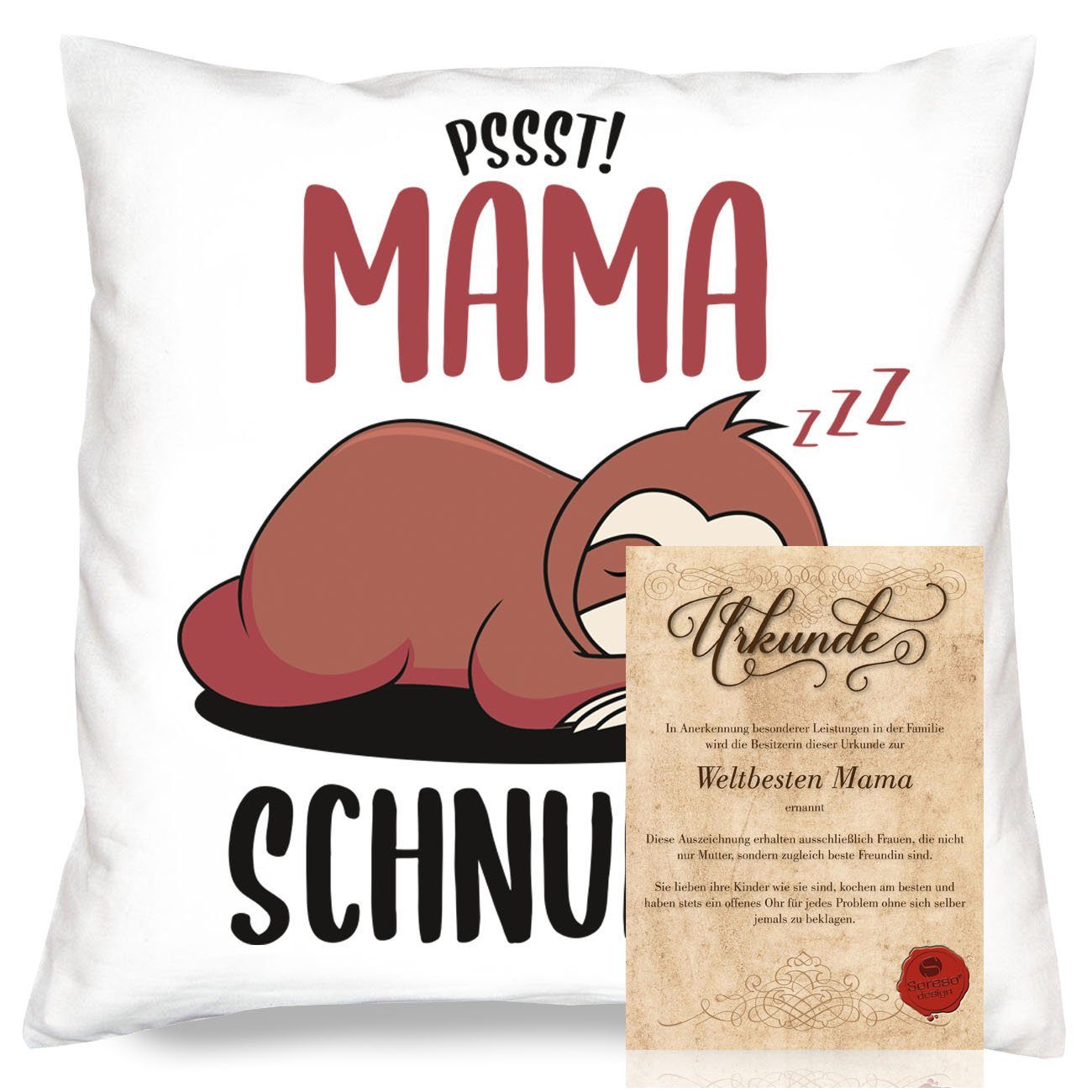 Soreso® Dekokissen Kissen + Weihnachtsgeschenk Urkunde für Muttertagsgeschenk Weihnachten, Mama Muttertag Geschenk Geburtstagsgeschenk Geburtstag